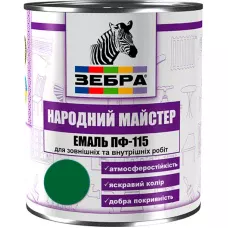 Емаль ПФ-115 ТМ "Народный мастер" 534 зелений горошок 0,9 кг Емаль ПФ-115 ТМ "Народный мастер" 534 зелений горошок 0,9 кг