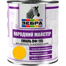 Емаль ПФ-115 ТМ "Народный мастер" 555 золотий соняшник 0,9 кг Емаль ПФ-115 ТМ "Народный мастер" 555 золотий соняшник 0,9 кг