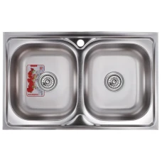 Кухонна мийка накладна Zerix Z8050D-08-180E DOUBLE (Satin)