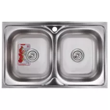 Кухонная мойка накладная Zerix Z8050D-08-180E DOUBLE (Satin) 