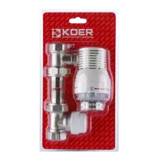 Комплект для підключення радіатора Koer 1/2" (прямий) з термоголовкою