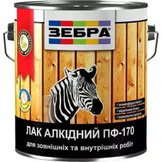 Лак алкидный глянцевый универсальный ПФ-170 TM ZEBRA бесцветный 0,75 л